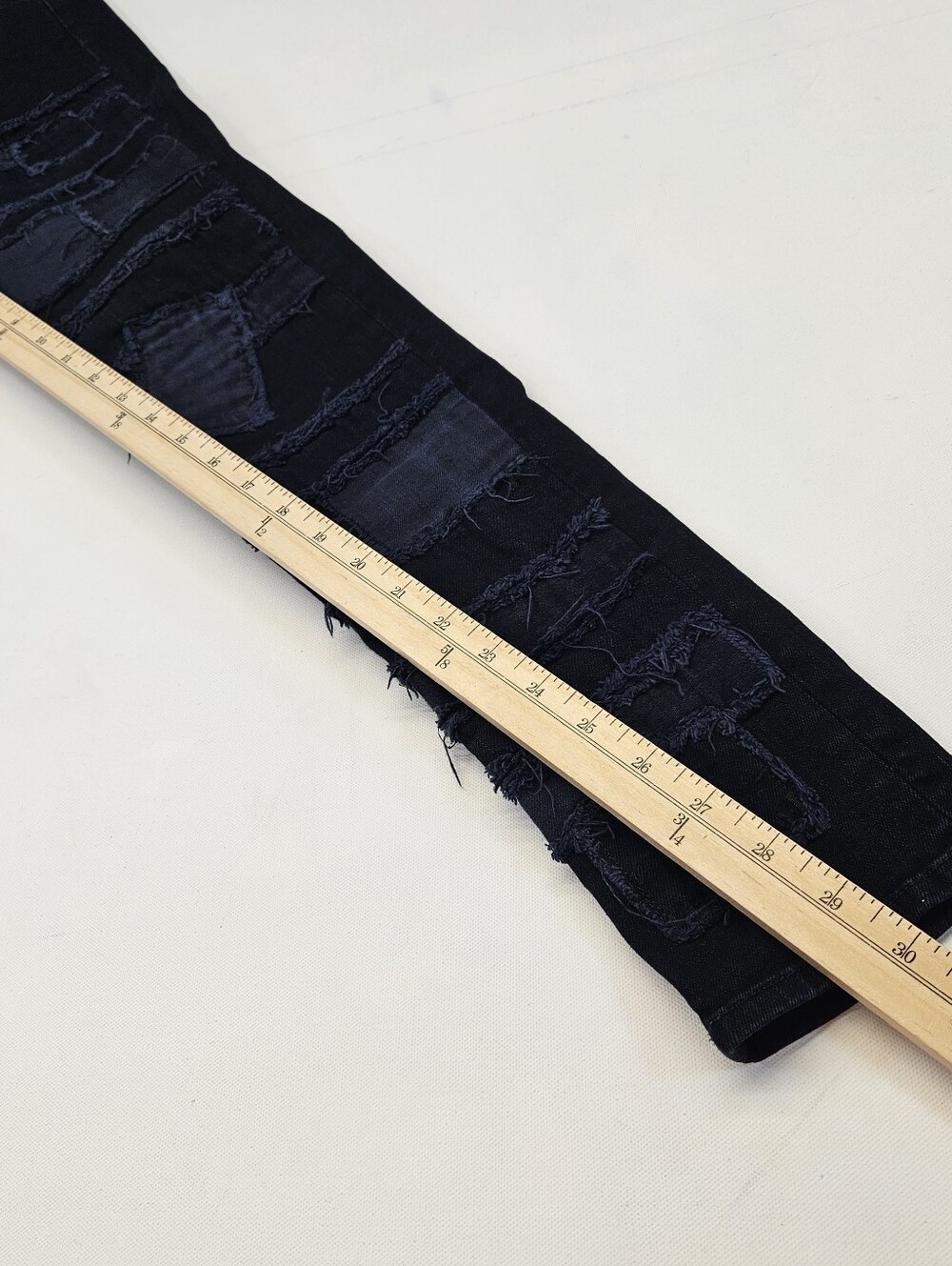RAG & BONE Skinny Patch & Repair Jeans in Torn Coal(Navy w Black Overdye)Size 25 - Picture 9 of 14